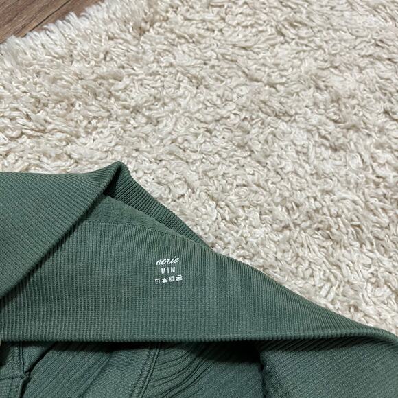 Aerie Medium Green Sleek Ribbed Seamless Square Neck Longline Bralette Brami - Picture 4 of 5